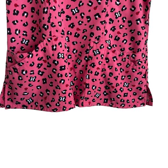 Code Happy Scrubs Women Top S Pink Cheetah‎ Medical Uniform Nurse Workwear - Picture 6 of 8